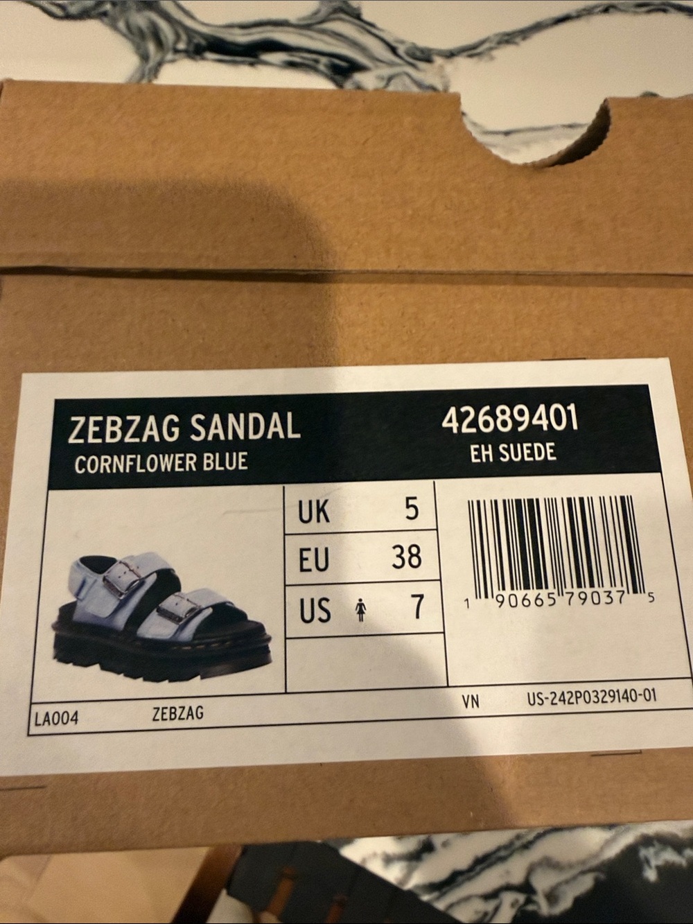 Dr. Martens Cornflower Blue Zebzag Sandal - Double Buckle